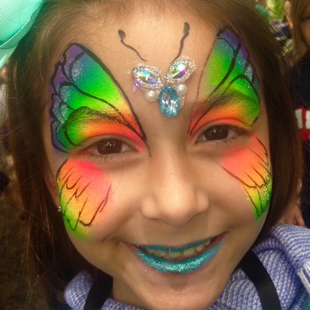 Rainbow butterfly face painting