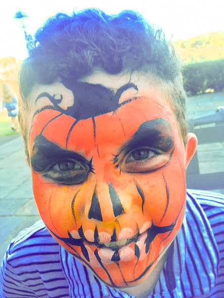 Scary pumpkin face painting for halloween