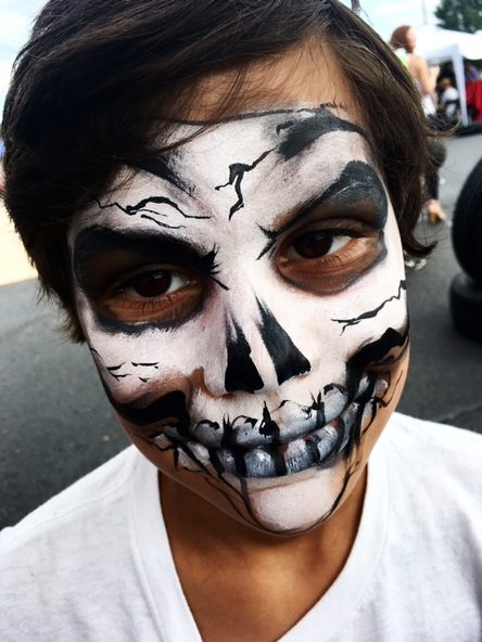 Skull face painting for boy