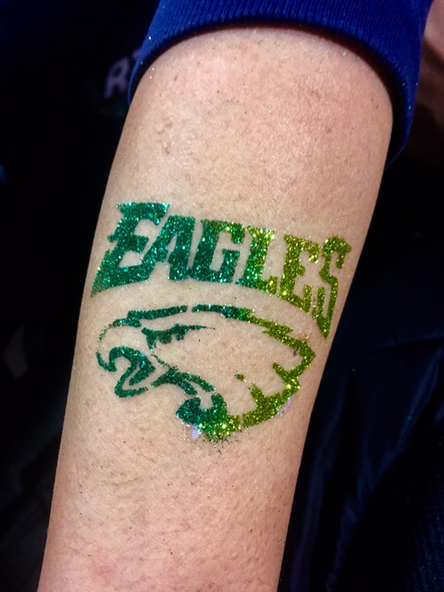 Eagles fan Green glitter tattoo